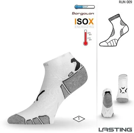 Носки Lasting RUN 009, microfiber+polypropylene, белый с черной полоской