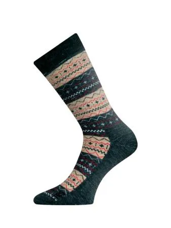 Носки Lasting TWP 807, wool+polypropylene, черный с коричневым рисунком