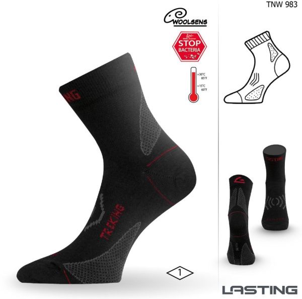 Носки Lasting TNW 983, wool+nylon, черный с серыми вставками