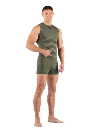 Комплект мужского термобелья Lasting, зеленый - футболка Achile и шорты Adam