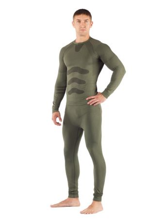 Комплект мужского термобелья Lasting, зеленый - футболка Apol и штаны Ateo