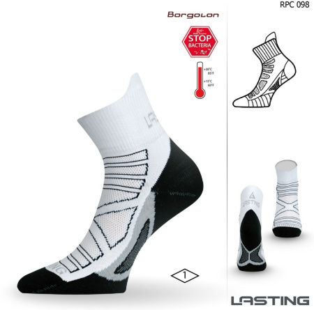 Носки Lasting RPC 098, microfiber+polypropylene, белый с черной подошвой и серой полоской