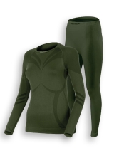 Комплект женского термобелья Lasting, зеленый - футболка Atala и штаны Aura, S-M